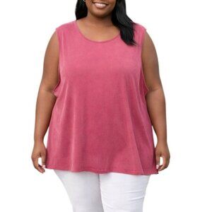 Vikki Vi Plus Size 4X Tank Top Sleeveless Pink Relaxed Fit Flowy USA-Made